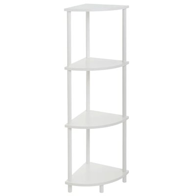 Étagère d'angle 4 plateaux en bois et métal blanc 30x30x110cm WADIGA