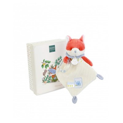 Doudou plat hochet billes - Renard Romarin - 21 cm DJECO