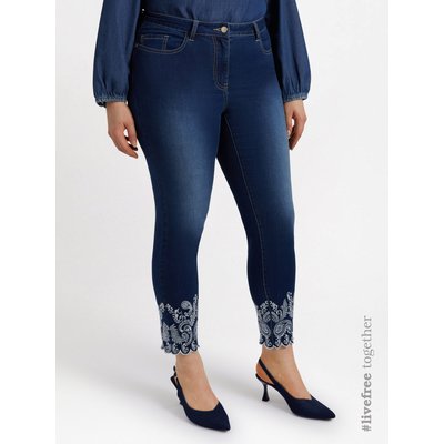 Jean skinny avec broderie dans le bas en style ethnique, festonné FIORELLA RUBINO