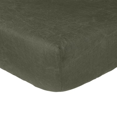 Drap Housse uni en lin, Made in France, ROMARIN A DEMAIN