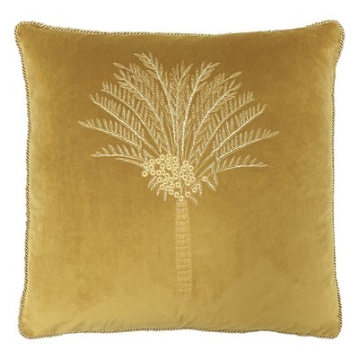 Desert Palm Embroidered Velvet Cushion FURN.