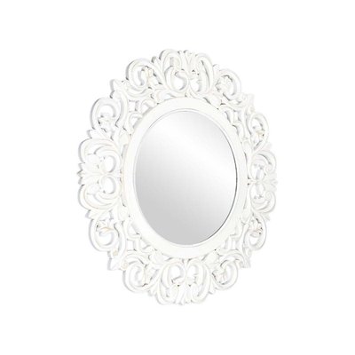 Miroir rond en bois sculpté blanc 60 cm CMP