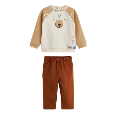 Ensemble bébé sweat et pantalon en molleton Moka PETIT BEGUIN