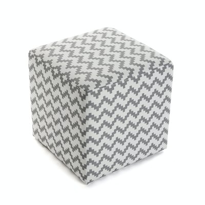 Pouf cube en coton blanc gris motif zigzag 35x35x35cm COPPEN PIER IMPORT