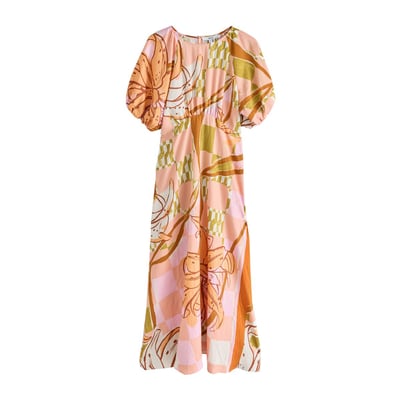 Robe mi-longue à manches bouffantes NEXT