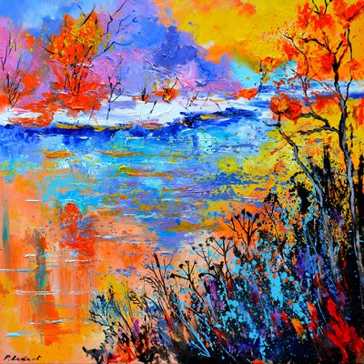 Tableau abstrait reflets d'eaux HEXOA