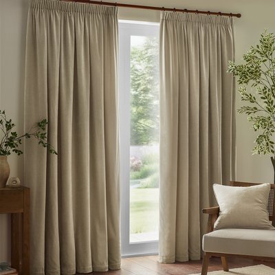 Heavy Chenille Velvet Room Darkening Pencil Pleat Curtains YARD