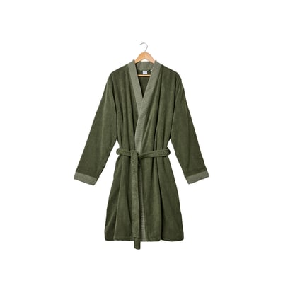 Peignoir coton Ephelia vert de gris EPHÉLIA CARRE BLANC