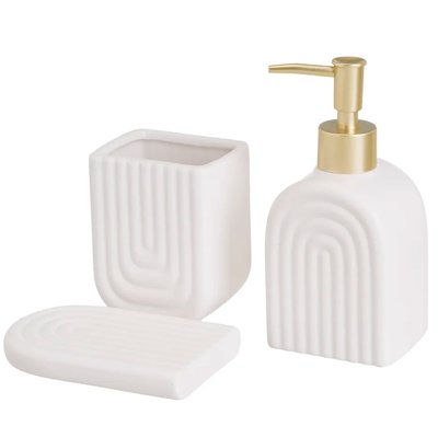 Set salle de bain céramique blanc et doré WADIGA