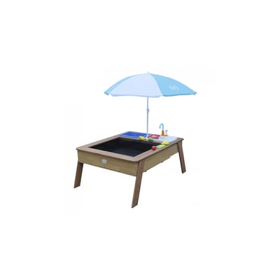 AXI Linda Table sable et eau avec Cuisine et evier Marron Parasol Bleu Blanc AXI HOUSE