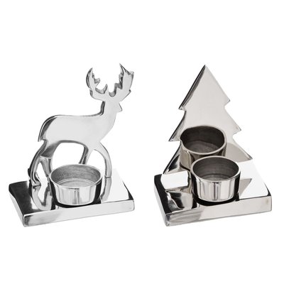 2 Photophores de Noël design métal Terre sauvage TOILINUX