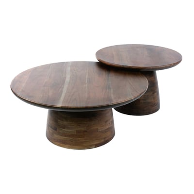 Table gigogne ronde en bois d'acacia brun (x2) NAKO PIER IMPORT