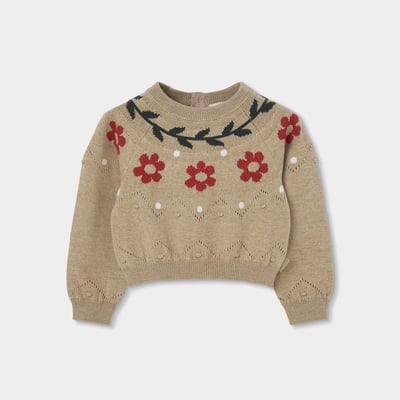 Pull fille imprimé de fleurs BOBOLI