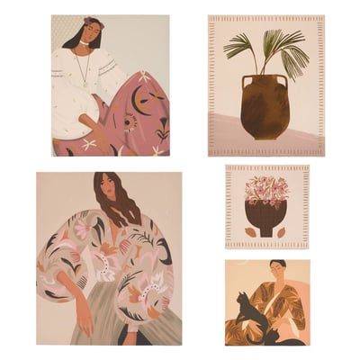 Lot de 5 toiles imprimées CYNTHIA ATMOSPHERA