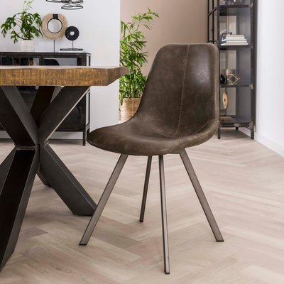 Chaise contemporaine couleur taupe couture apparente HELSINKI (lot de 2) PIER IMPORT