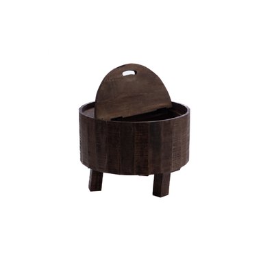 Table basse ronde en manguier foncé avec rangement D60 - FORET AMADEUS