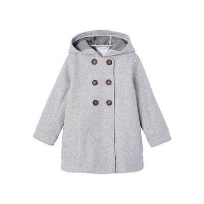 Manteau à capuche en lainage effet flanelle VERTBAUDET