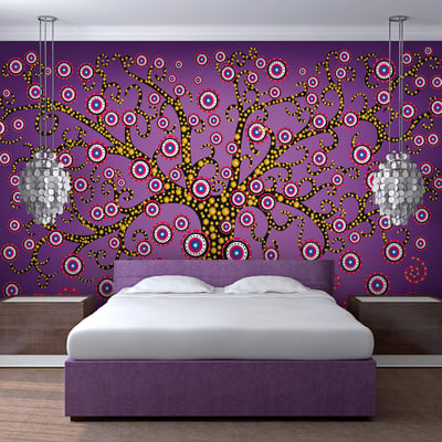 Papier peint intissé panoramique Abstractions abstraction: arbre (violet) EDEN