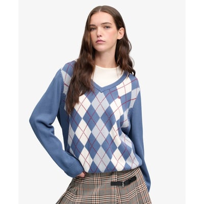 Pull Argyle col V coupe décontractée SUPERDRY