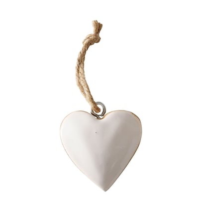Décoration sapin de Noël coeur bois de mangue laqué 5x2x5cm WADIGA