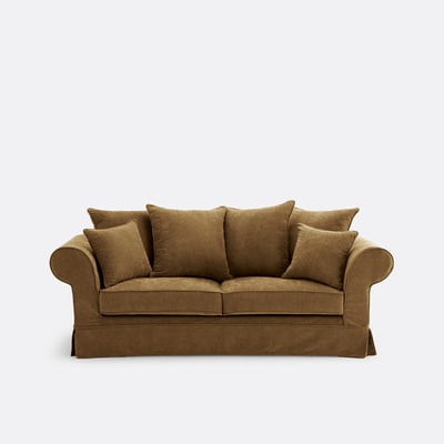Canapé droit convertible, 2 ou 3 places, déhoussable, en polyester chiné, ADELIA LA REDOUTE INTERIEURS
