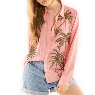 Chemise coton et lin avec broderie sequins ANGELO WILD