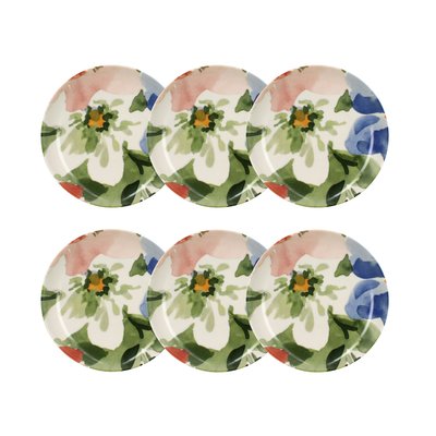 Lot de 6 assiettes creuses en porcelaine 21cm, FLORALUX NOVASTYL