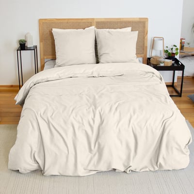 Parure housse de couette en microfibre effet flanelle unie, AVY C DESIGN HOME TEXTILE