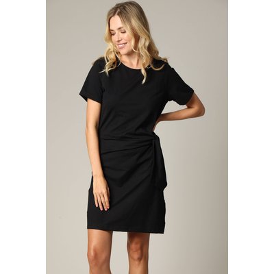Robe à manches courtes et col rond avec nœud noué sur le côté KNOTY DEELUXE