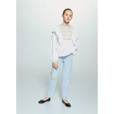 Jean mom-fit déchirures décoratives MANGO KIDS