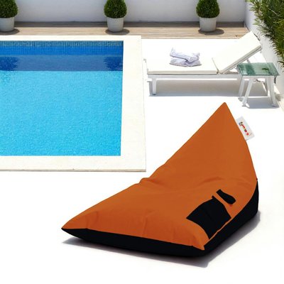 Pouf berlingot extérieur orange et noir ARTA PIER IMPORT