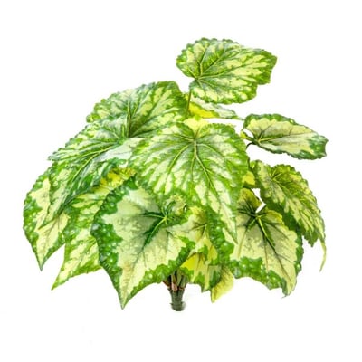 Bégonia artificiel en piquet 23 feuilles, H 34 cm Vert Jaune ARTIFICIELLES