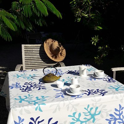 Nappe enduite carrée ou rectangle CORAIL FLEUR DE SOLEIL