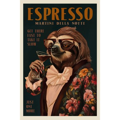 Tableau Mural Encadré Paresseux Martini Espresso COCKTAIL CEANOTHE