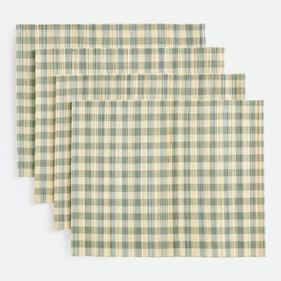 Lot de 4 sets de table, en bambou, à carreaux vichy, PAOLI LA REDOUTE INTERIEURS