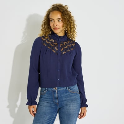 Chemise ajourée en gaze de coton GRAIN DE MALICE