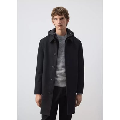 Manteau laine mélangée capuche amovible MANGO MAN