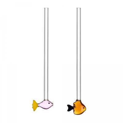 Lot de 2 Pailles Poissons Orange et Rose ICHENDORF