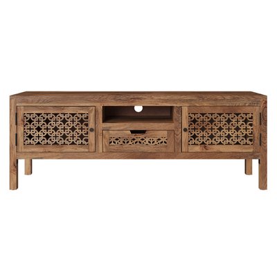 Meuble TV ajouré en bois de manguier 150 cm - JAYA RENDEZ-VOUS DÉCO
