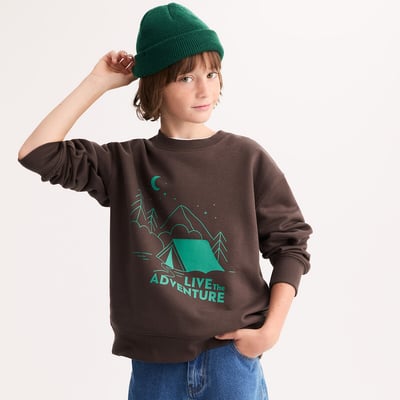 Sweat col rond, imprimé devant, en molleton LA REDOUTE COLLECTIONS