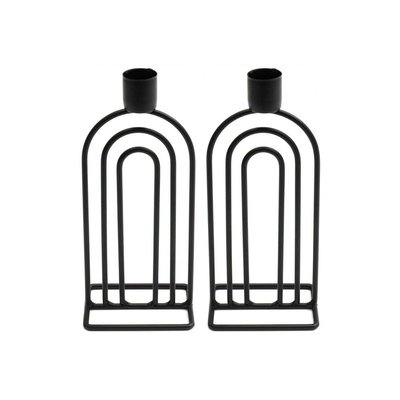 Bougeoir en fer 18 cm Abstract (Lot de 2) JARDINDECO