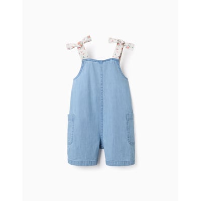 Combishort en jean avec bretelles à motif floral ZIPPY
