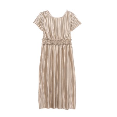 Robe longue dorée plissée IKKS