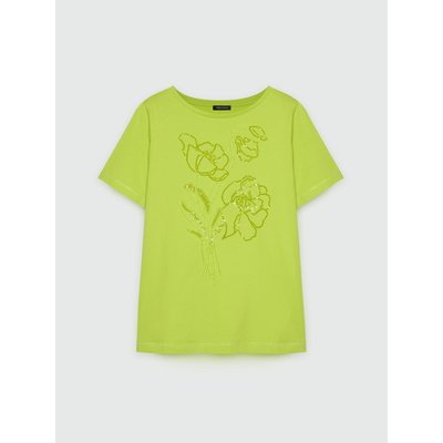 T-shirt avec fleurs brodées en paillettes transparentes FIORELLA RUBINO