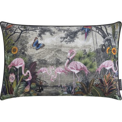 Housse de coussin imprimée paon avec passepoil VINTAGE BIRDS MAGMA HEIMTEX