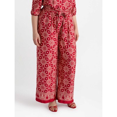 Pantalon large en satin de viscose à imprimé ethnique FIORELLA RUBINO