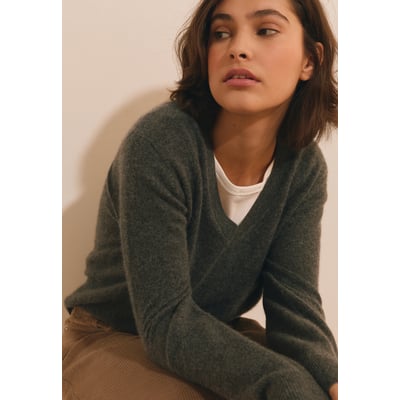 Pull manches longues col V 100% cachemire SIMONETTA COL ETAM