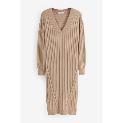 Robe en maille côtelée à col v NEXT