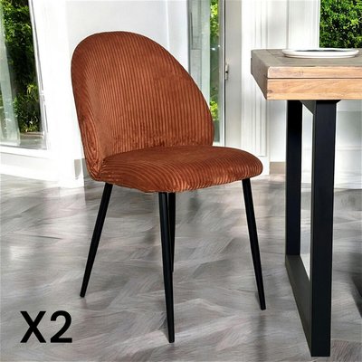 Chaise en tissu côtelé rouille (lot de 2) IENA PIER IMPORT