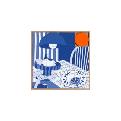 Tableau en bois taquin monochrome bleu  63 x 63 - CARMIN TAQUIN